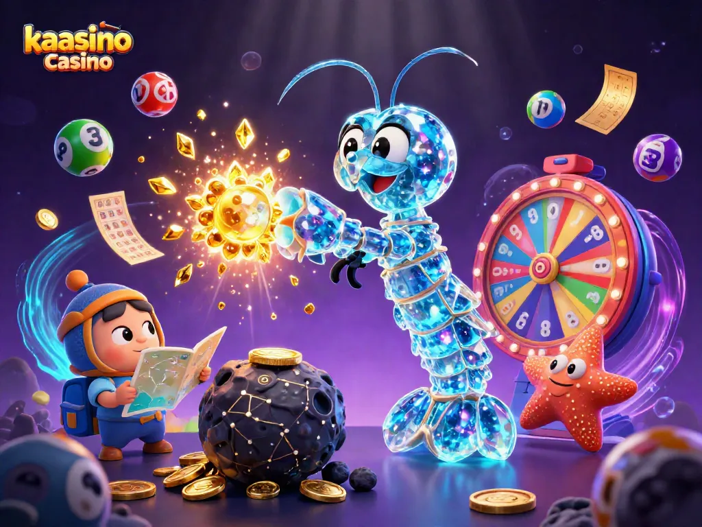 Kaasino casino showcases a vibrant scene of games and excitement with glowing elements and characters.