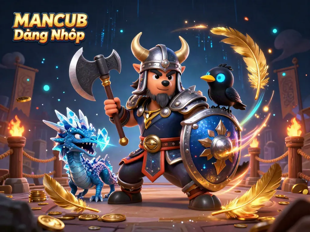 Experience thrilling gameplay with MANCUB Đăng Nhập in a vibrant, action-filled casino scene.