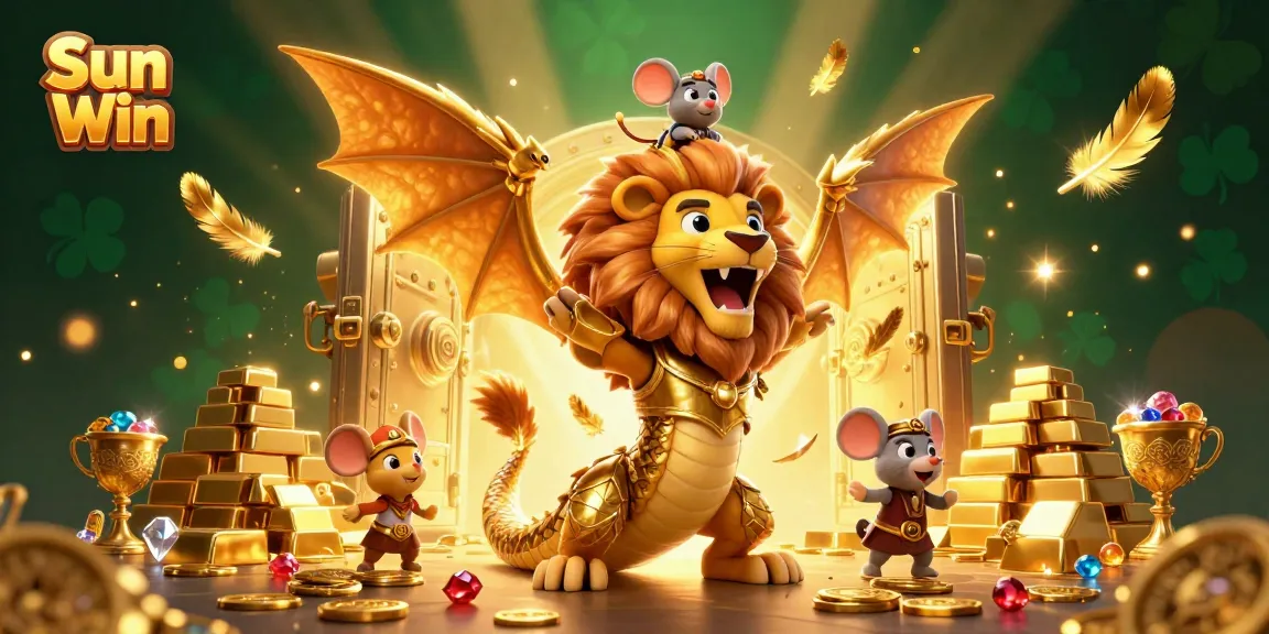 Engage in thrilling gameplay at Sun Win with a majestic chimera creature and golden treasures.
