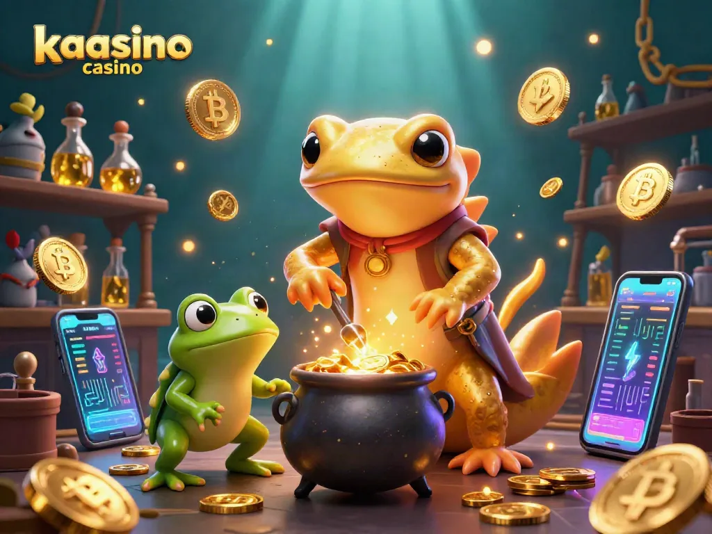 Join the excitement of kaasino casino featuring magical creatures in a bustling alchemical scene.