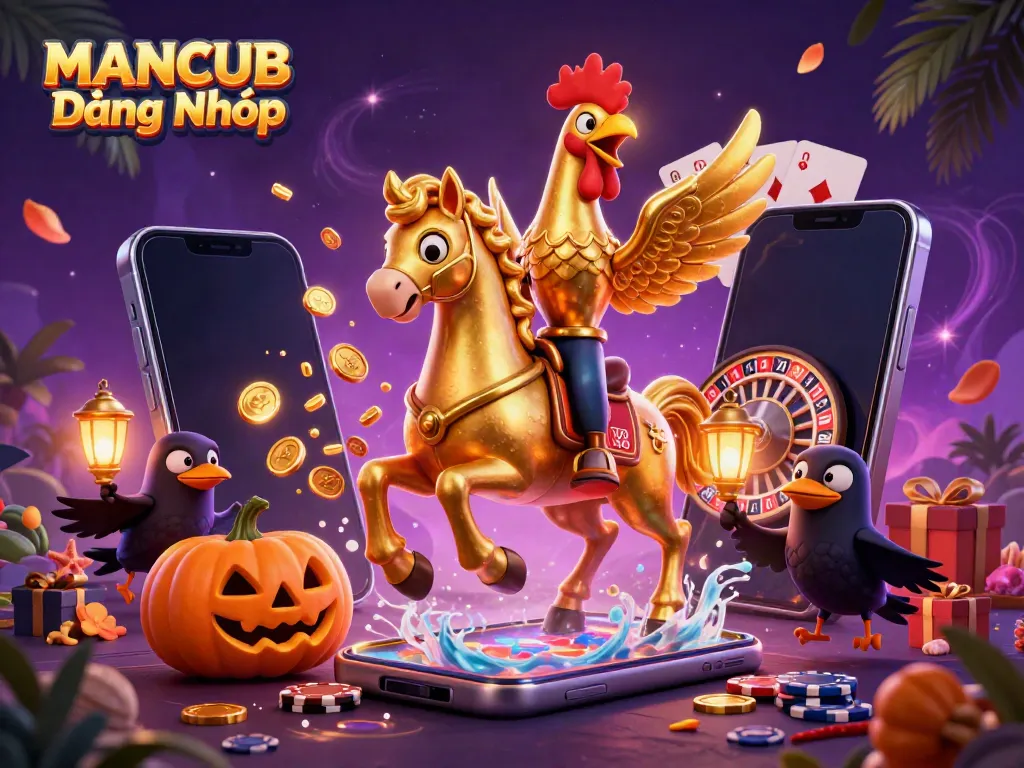 Experience the vibrant online gaming world at MANCUB Đăng Nhập with a unique 3D digital illustration.