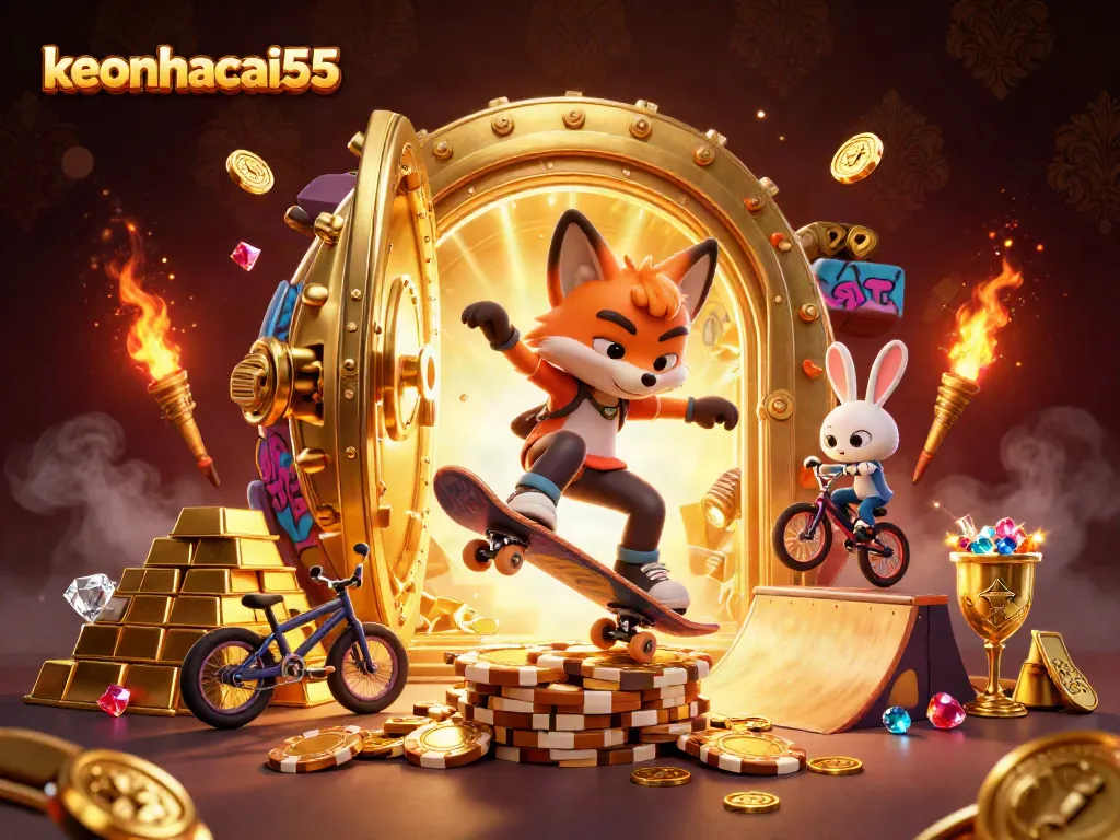 Engage in thrilling bets with keonhacai55 while vibrant graphics showcase an action-packed casino scene
