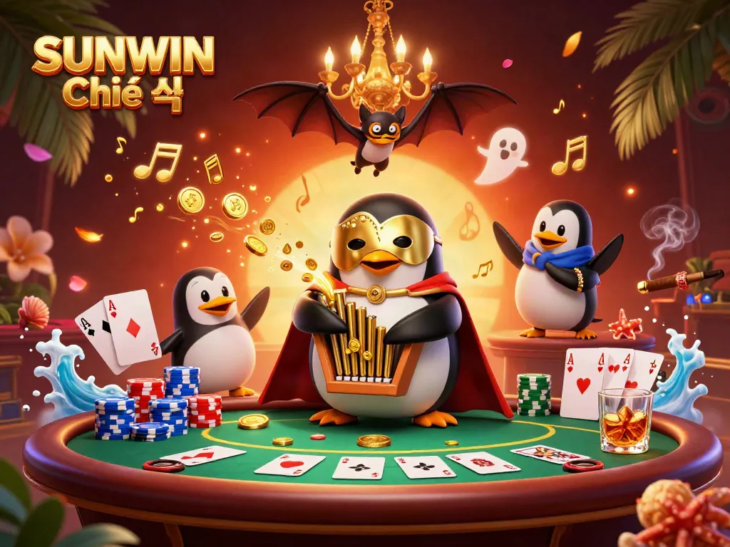 Witness the vibrant action of SUNWIN Chính thức featuring immersive game elements and characters in a lively casino scene.