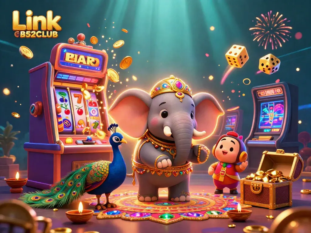 Experience the excitement of gaming at Link B52CLUB with vibrant casino elements and stunning characters.